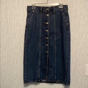 Women's Size 8 Old Navy High-Waisted Jean Midi Skirt Denim Button Down A-Line